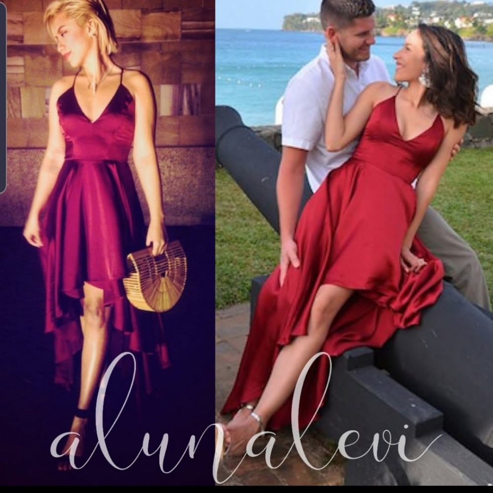 Wine satin dress